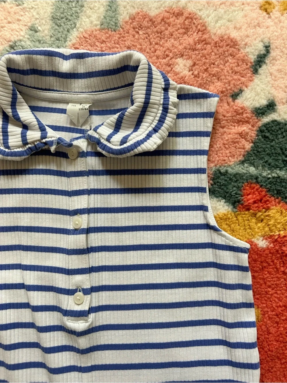 Blue + White Rippled Romper